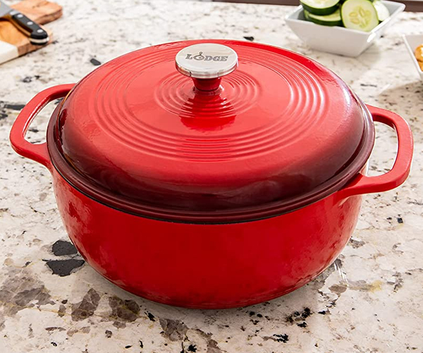 Enameled Red Dutch Oven