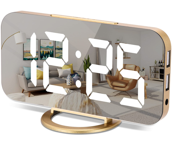 Gold Mirror Alarm Clock