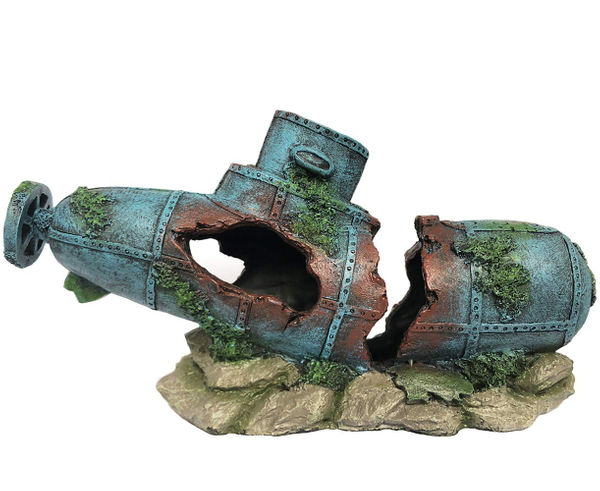 Shipwrecked Submarine Aquarium Ornament