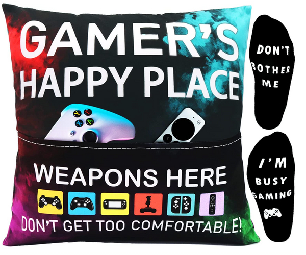 Gamer's Happy Place Pillow Gift Set