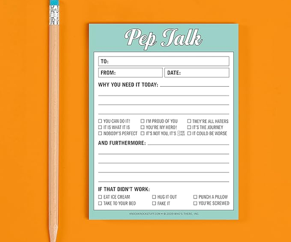 Pep Talk Funny Sticky Note Checklist