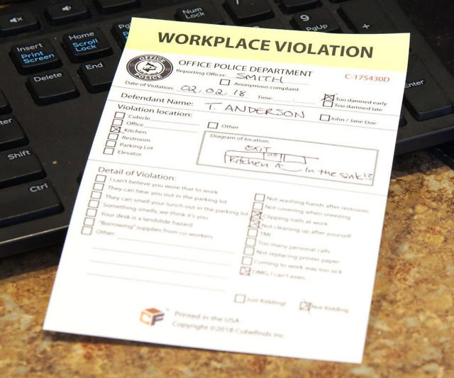 Workplace Violation Sticky Notes