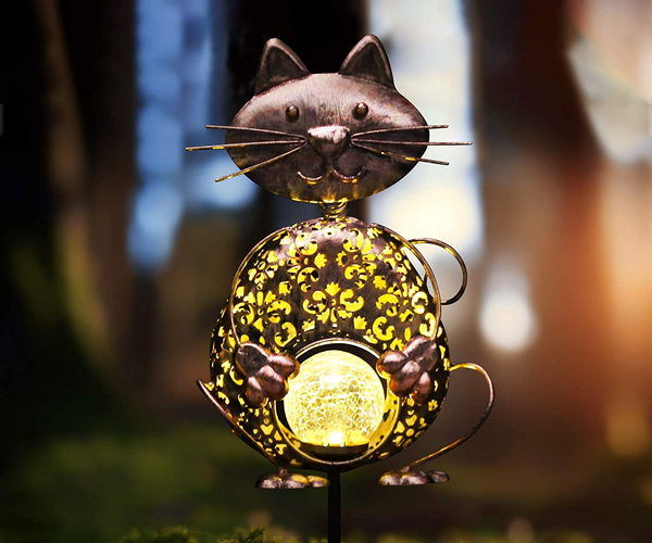 Metal Cat Solar Lamp