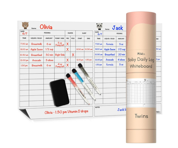 Twins Daily Log Whiteboard