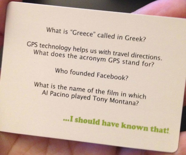 I Should Have Known That Trivia Game
