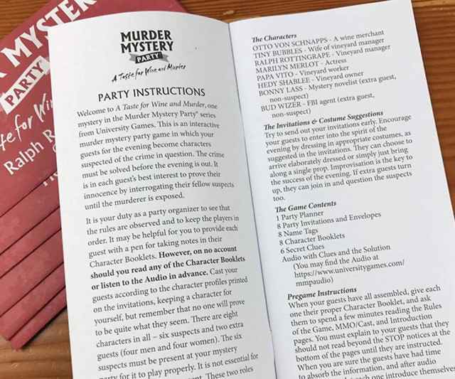 University Games Murder Mystery Party