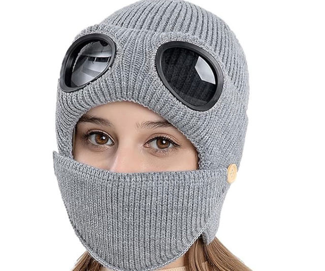 Aviator Goggle Beanie With Face Muffler
