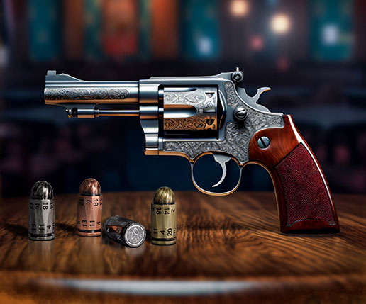 Metal Bullet Dice Set With Revolver Dice