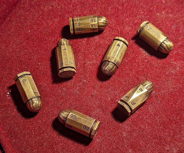Metal Bullet Dice Set With Revolver Dice