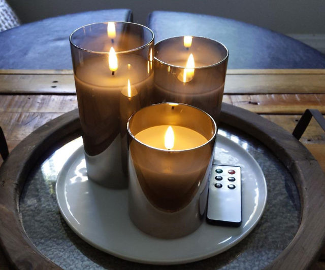 Clear Glass Flameless Candles