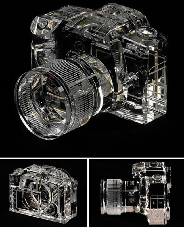 Crystal Camera Bookends