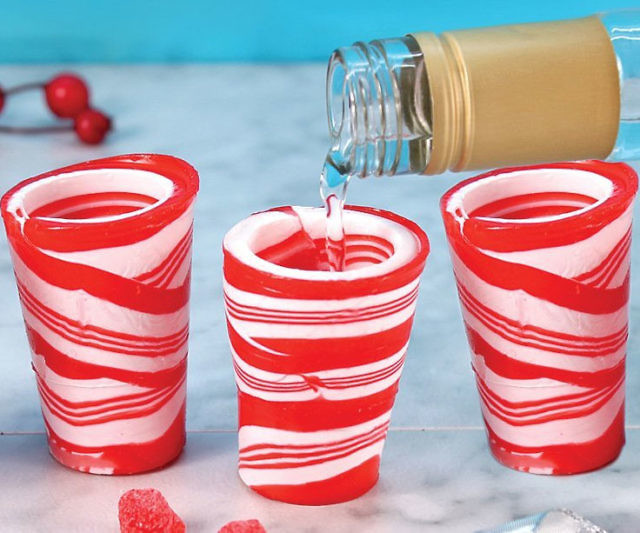 Edible Candy Cane Shot Glasses