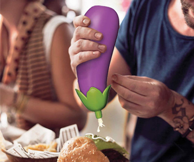 Eggplant Emoji Ketchup Bottle
