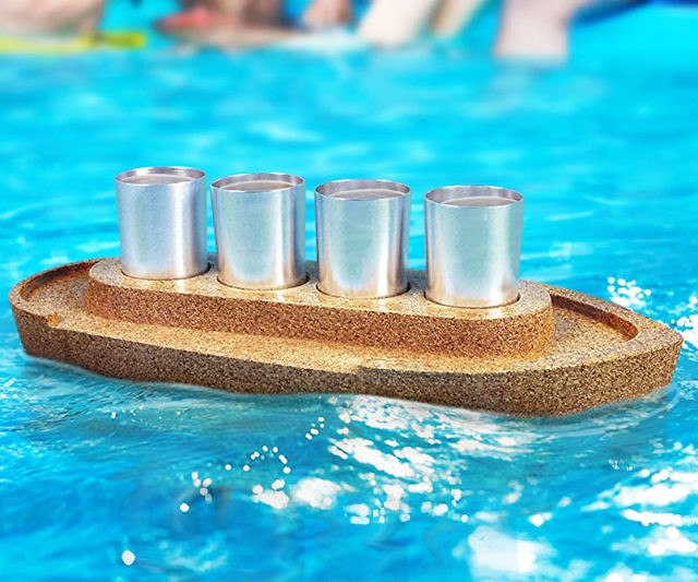 Cork Boat Shot Glass Serving Tray