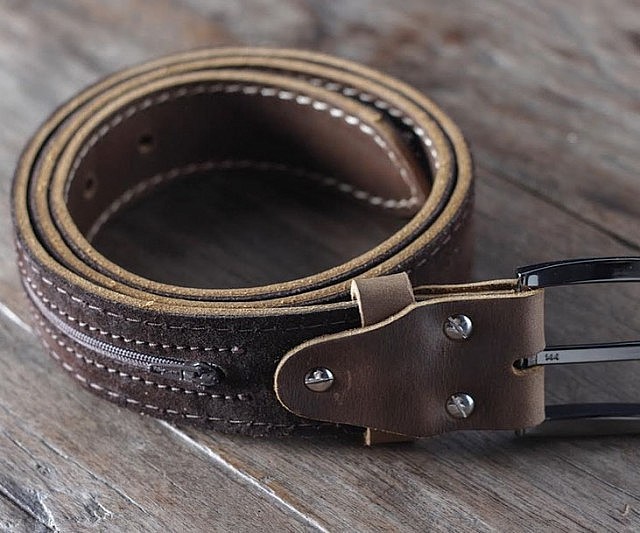 Hidden Pocket Leather Belt