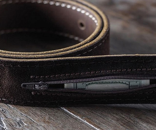 Hidden Pocket Leather Belt