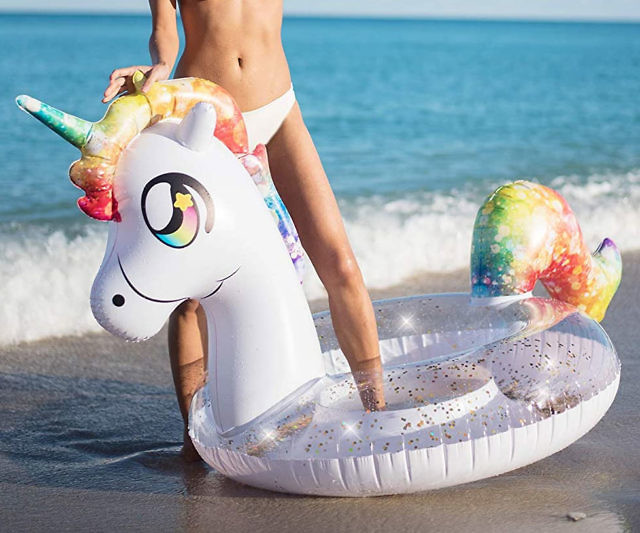 Inflatable Glitter Unicorn Pool Float