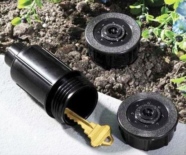 Lawn Sprinkler Hidden Key Safe