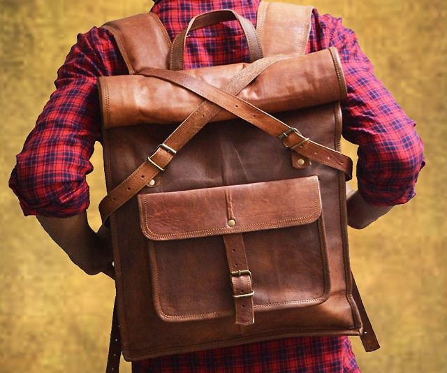 Genuine Leather Rucksack Backpack