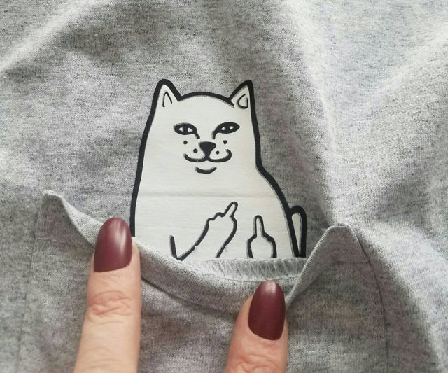 Middle Finger Pocket Cat Shirt