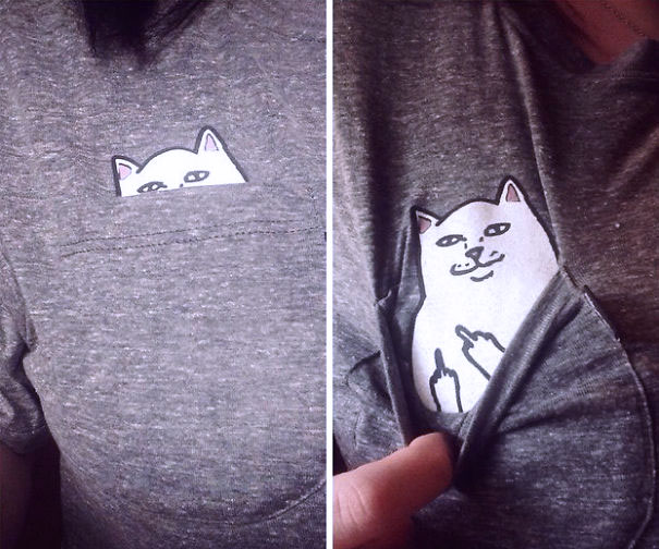 Middle Finger Pocket Cat Shirt