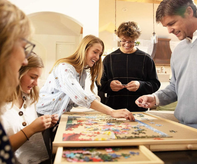 Rotating Wooden Jigsaw Puzzle Table