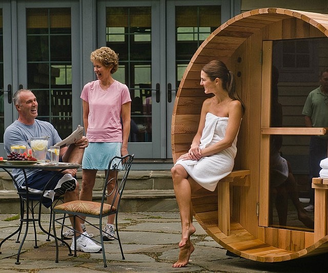 Two Person Canopy Barrel Sauna