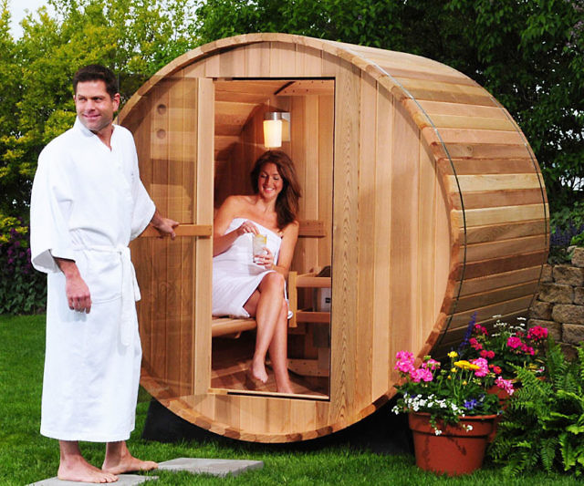 Two Person Canopy Barrel Sauna
