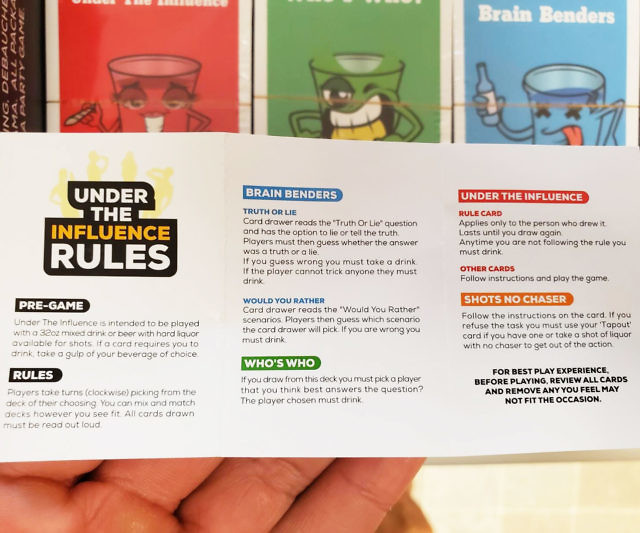 Under The Influence Drinking Game