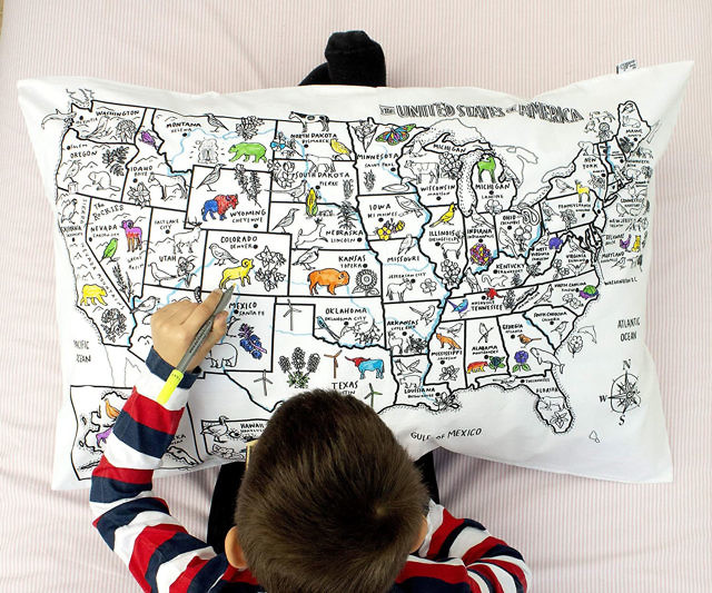 US Map Color-In Pillowcase