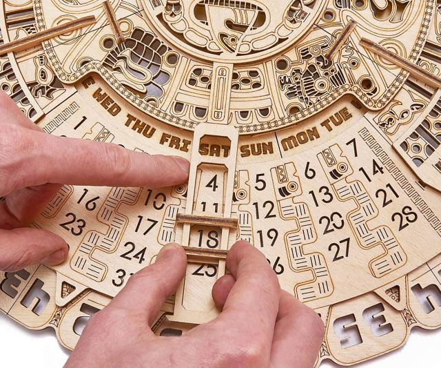 Wooden Mechanical Mayan Wall Calendar