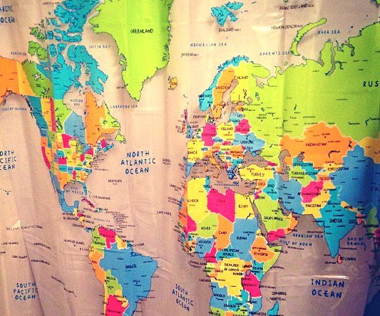 World Map Shower Curtain