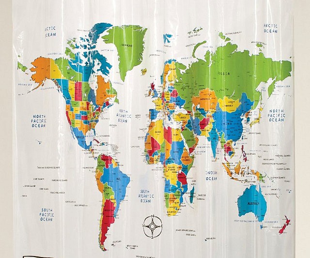 World Map Shower Curtain