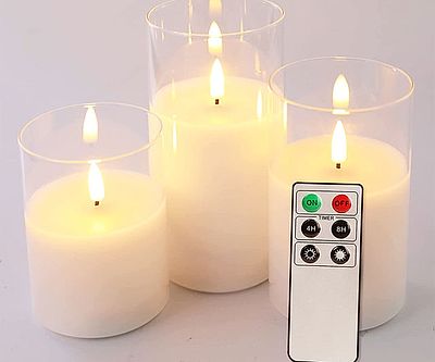 Clear Glass Flameless Candles