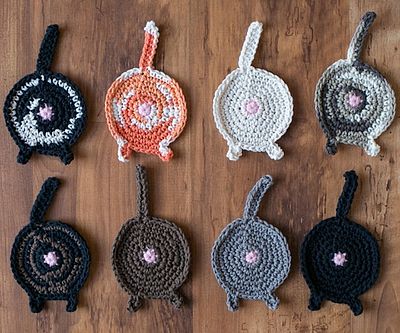 Crochet Cat Butt Coasters