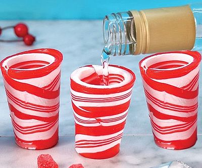 Edible Candy Cane Shot Glasses