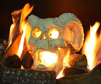 Fireplace Skull Gas Log