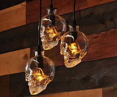 Hanging Glass Skull Ceiling Light