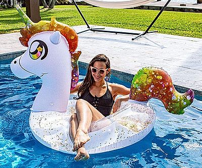 Inflatable Glitter Unicorn Pool Float