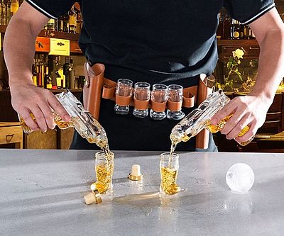 Pistol & Shotglasses Serving Holster Set