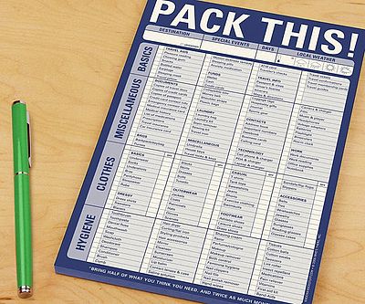 Travel Checklist Pad