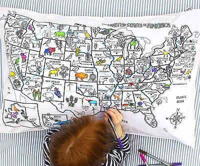US Map Color-In Pillowcase