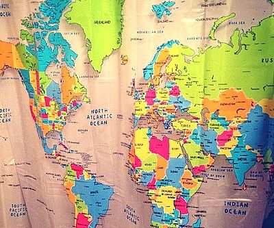 World Map Shower Curtain